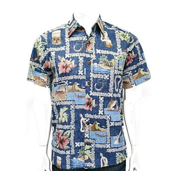 Vintage Postcard Reverse Print Aloha Shirt