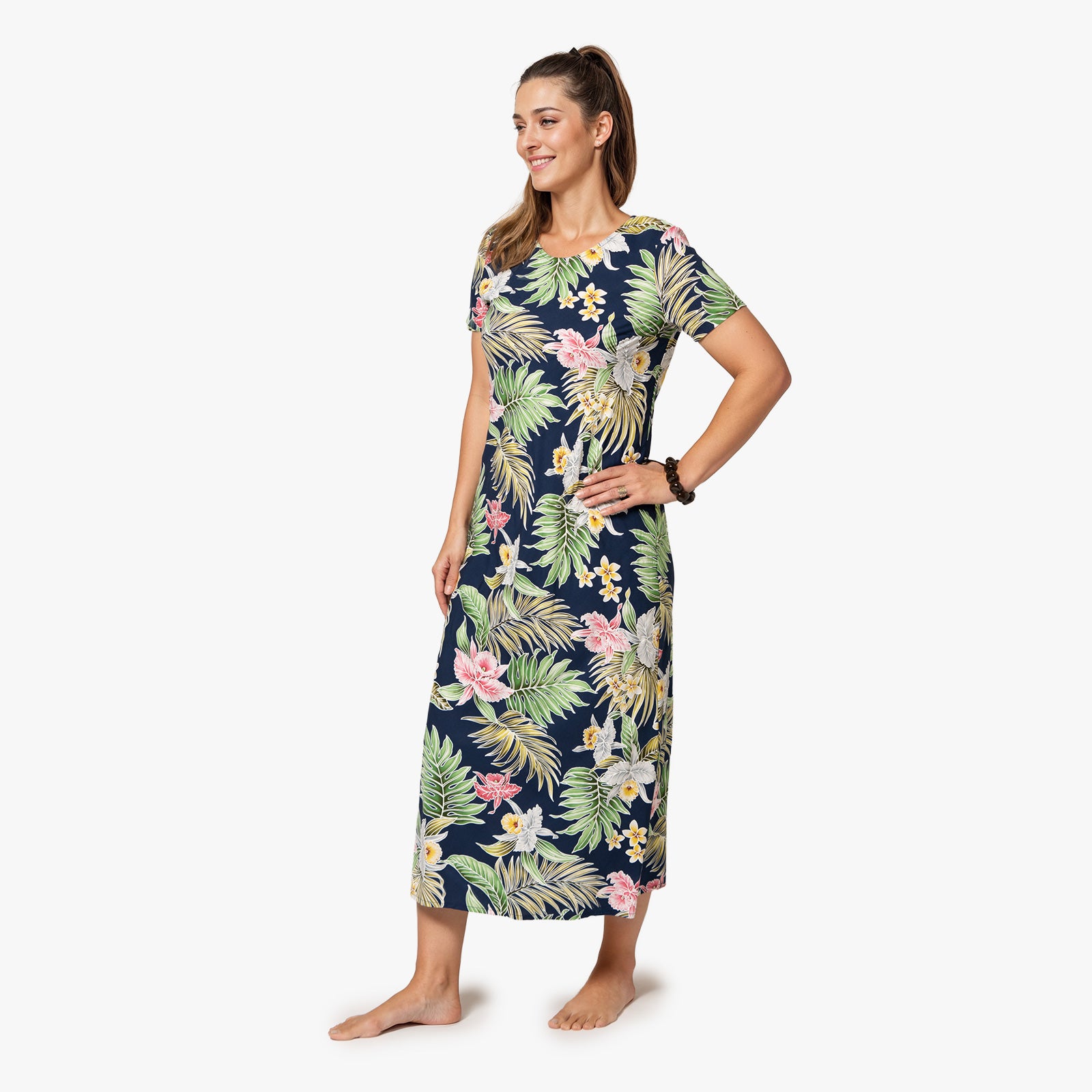 Hawaiian Orchid Long Dress Hilo Hattie