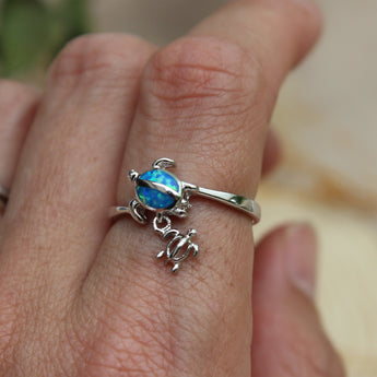 Blue Opal Honu Ring
