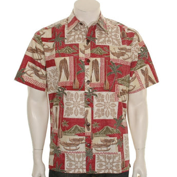 Quilt Canoe Reverse Print Aloha Shirt