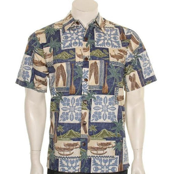 Quilt Canoe Reverse Print Aloha Shirt