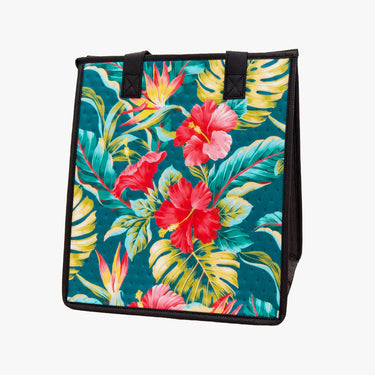 Medium Insulated Hot/Cold Bag in Potpourri Teal Hawaiian design, for beach, lunch and gifting - Hilo Hattie