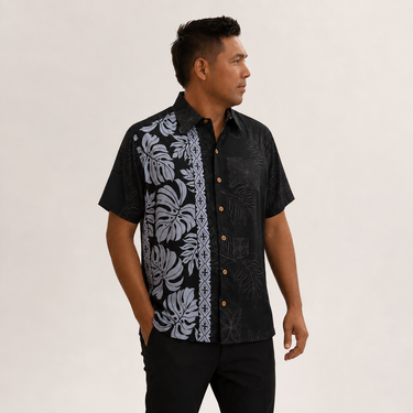 Prince Kuhio Black Gray Aloha Shirt