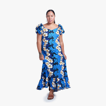 Blossoming Hibiscus Shirred Sleeve Muu Muu