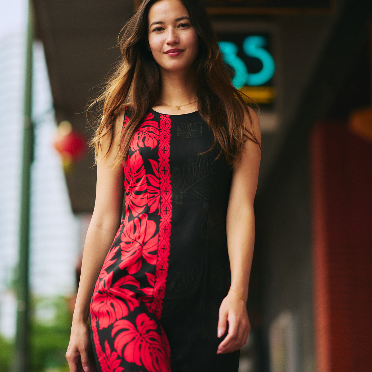 Prince Kuhio Long Dress Prince Kuhio Black/Red / 2XL
