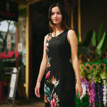 Floral Bird of Paradise Long Dress