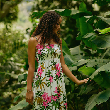 Plumeria Cluster Long Smock Dress