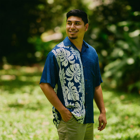 Prince Kuhio Green Short Sleeve Rayon Camp Blouse