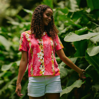 Plumeria Panel Camp Blouse