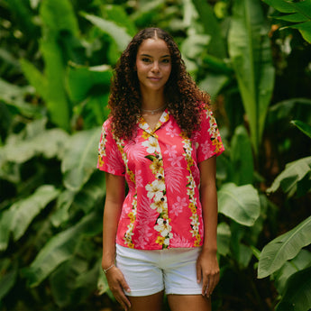 Plumeria Panel Camp Blouse