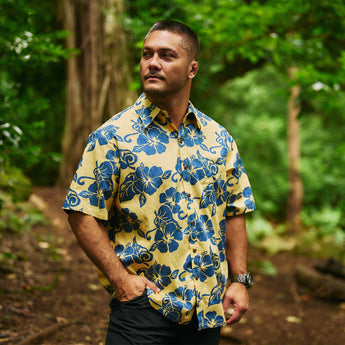 Hibiscus Reverse Print Aloha Shirt