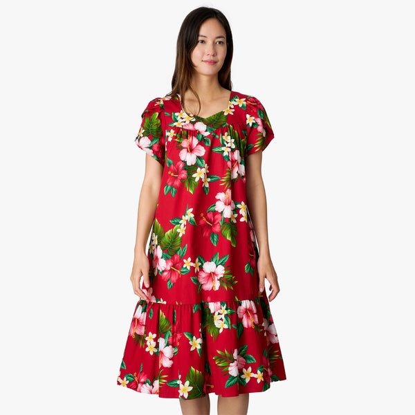 Hibiscus Plumeria Short Mu'umu'u | Made in Hawaii - Hilo Hattie