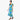 Quilt Panel Ruffle Neck Dress in Turquoise, side view - Made in Hawaii by Hilo Hattie