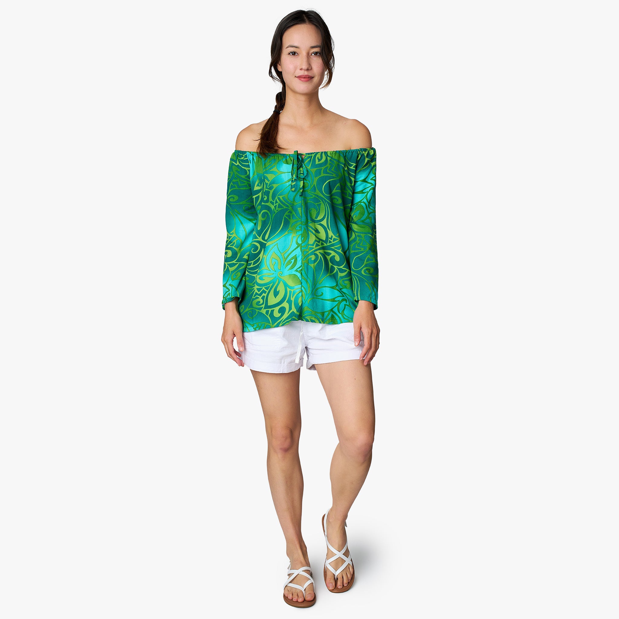 Tribal Tiare Peasant Top Hilo Hattie