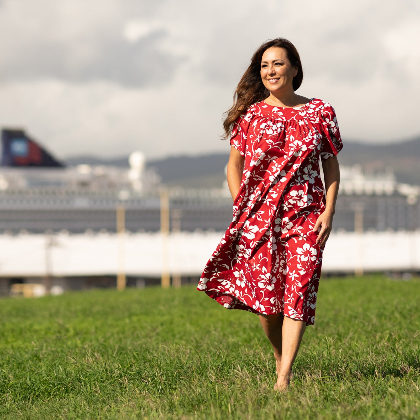 Classic Hibiscus Short Muumuu