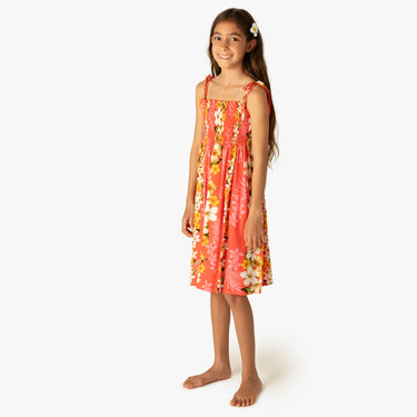Plumeria Panel Girls Smocked Dress