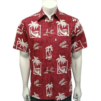 Palm Canoe Reverse Print Aloha Shirt