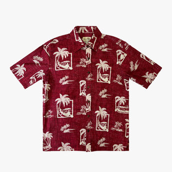 Palm Canoe Reverse Print Aloha Shirt