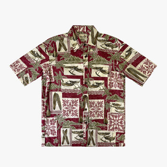 Quilt Canoe Reverse Print Aloha Shirt