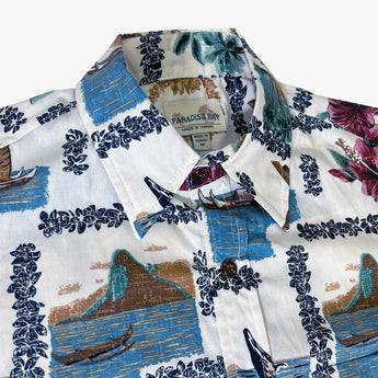 Vintage Postcard Reverse Print Aloha Shirt