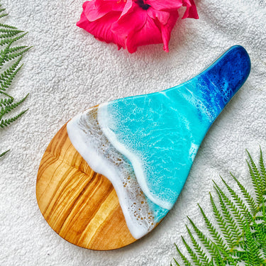 Olive Wood Ocean Spoon Rest