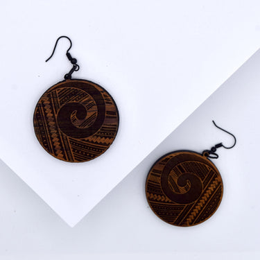 Koa Wood Kākau Earrings