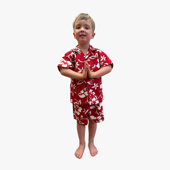 Classic Hibiscus Boys Cabana Set