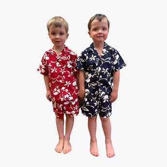 Classic Hibiscus Boys Cabana Set