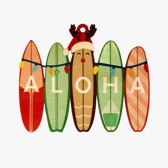 Xmas Retro Aloha Surfboards Ornament