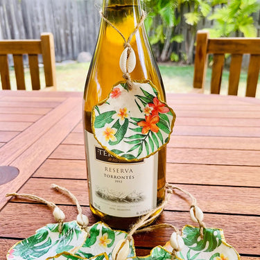 Seashell Tropical Floral Monstera Ornament
