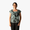 Bold Serenity Square Neck Blouse in Aqua, front view - Made in Hawaii by Hilo Hattie