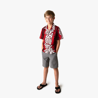 Hibiscus Panel Boys Aloha Shirt