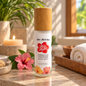 Hilo Hattie Hibiscus Passion Body Mist, made in Hawaiʻi, with bamboo cap and pink hibiscus