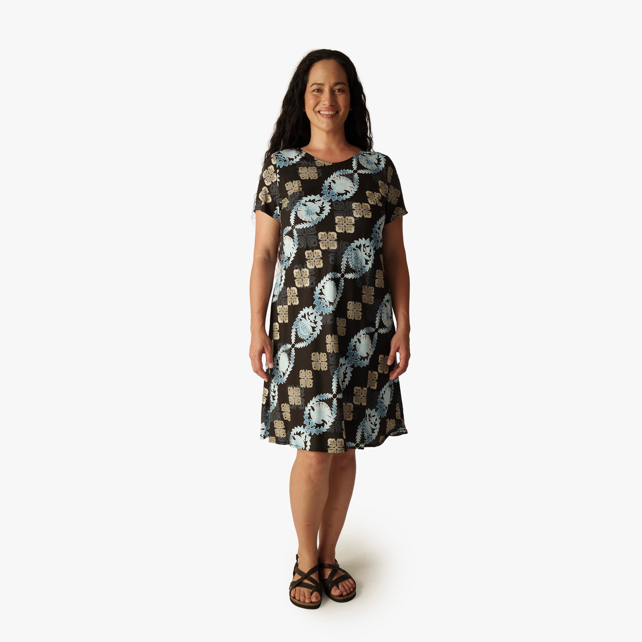 loose hawaiian dress codycross Blue Hawaii Empire Dress Hilo Hattie