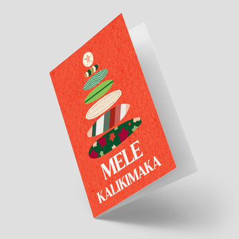 Christmas Card with a Surfboard Tree