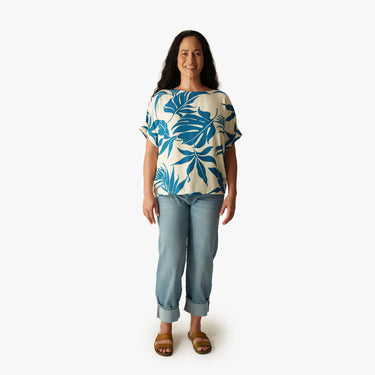 Nohea Breeze Blouse in Turquoise - Made in Hawaii by Hilo Hattie
