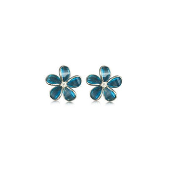 Blue Topaz Plumeria Earrings