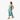 Quilt Panel Long Dress in Turquoise, side view - Made in Hawaii by Hilo Hattie